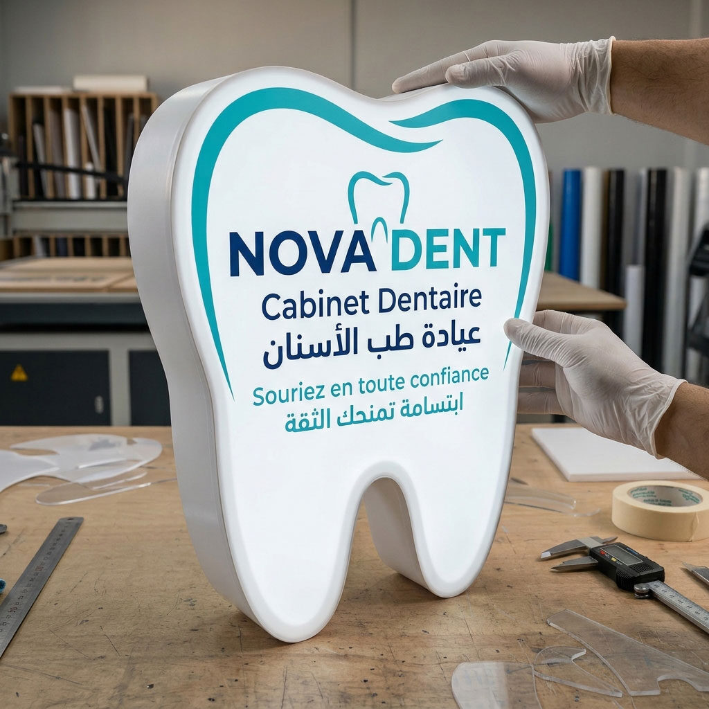 Caisson lumineux forme sur-mesure Nova Dent — Brand Up Algérie