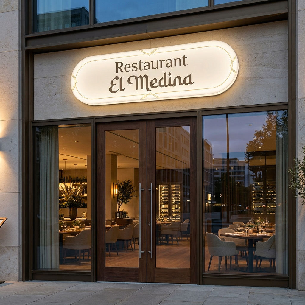 Caisson lumineux enseigne Restaurant El Medina — Brand Up Algérie