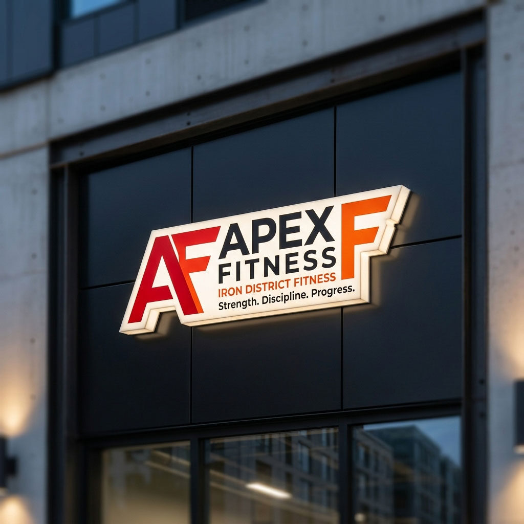 Caisson lumineux façade Apex Fitness — Brand Up Algérie