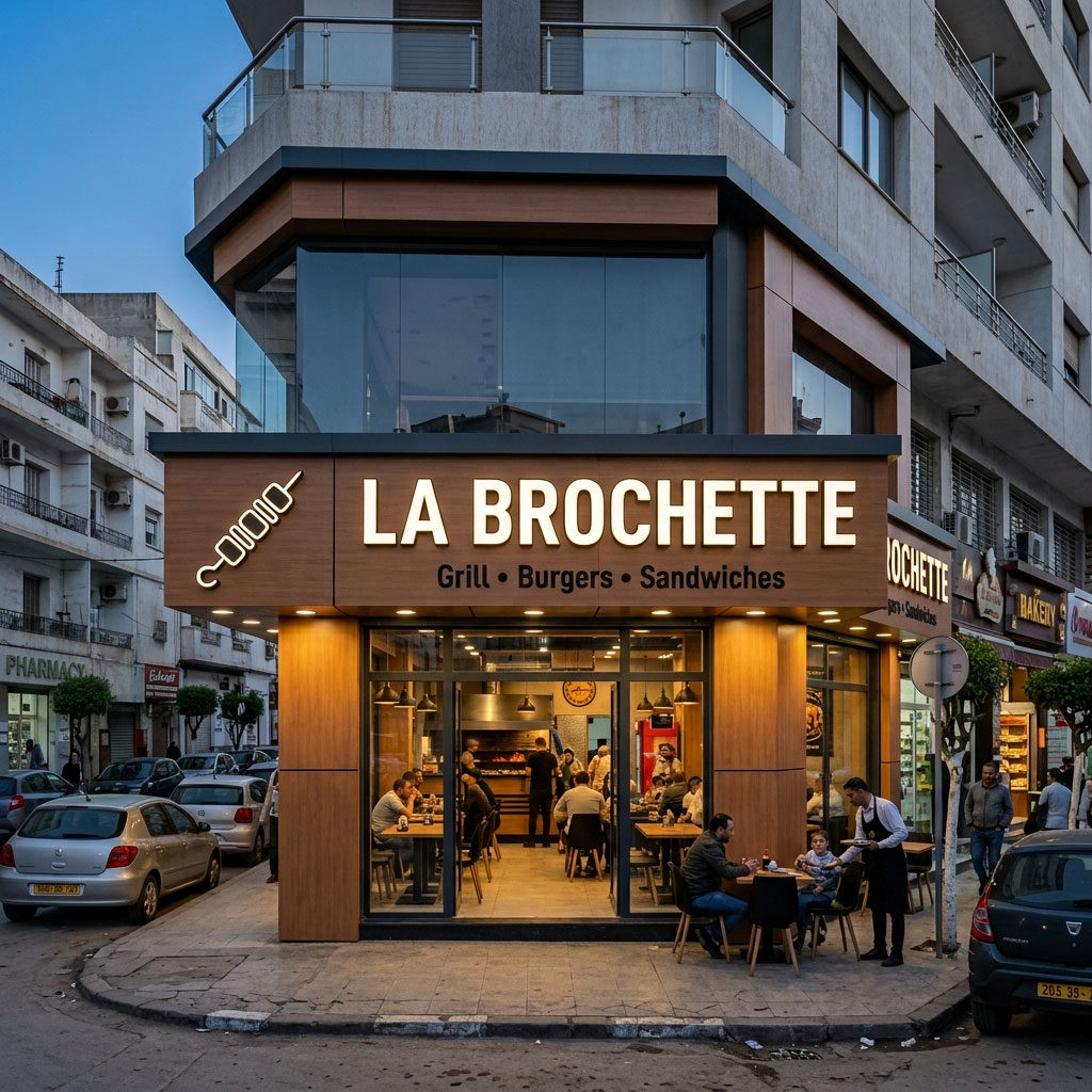 Enseigne lumineuse restaurant La Brochette — Brand Up Algérie