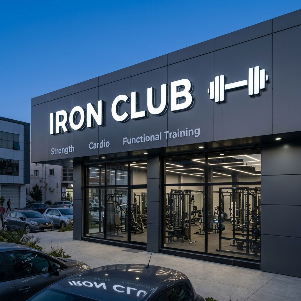 Enseigne lumineuse salle de sport Iron Club — Brand Up Algérie