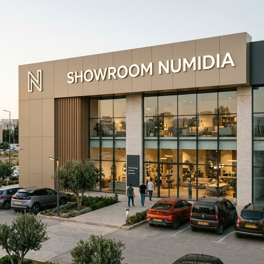 Enseigne lumineuse façade Showroom Numidia — Brand Up Algérie