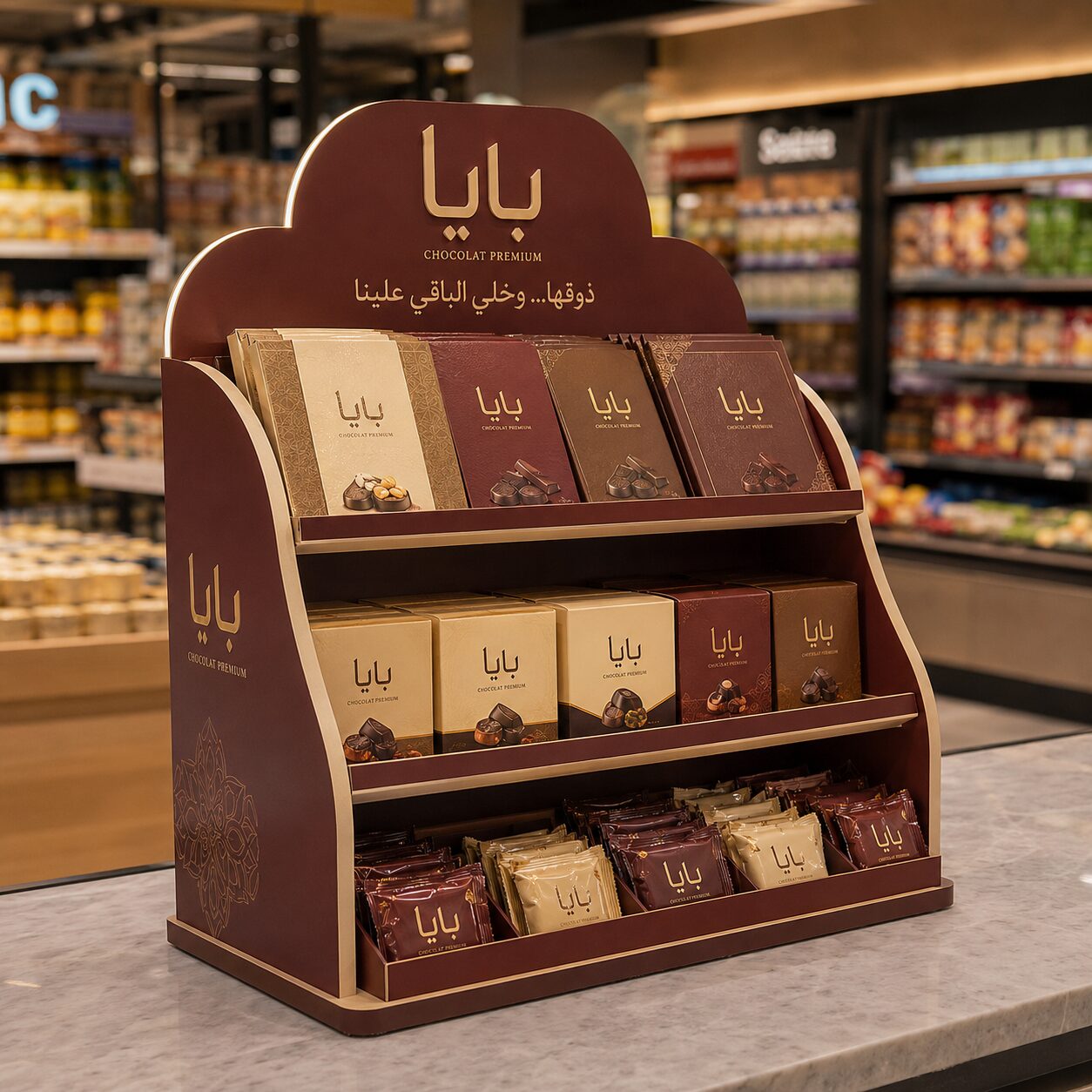 Comptoir PLV chocolaterie Baya — Brand Up Algérie