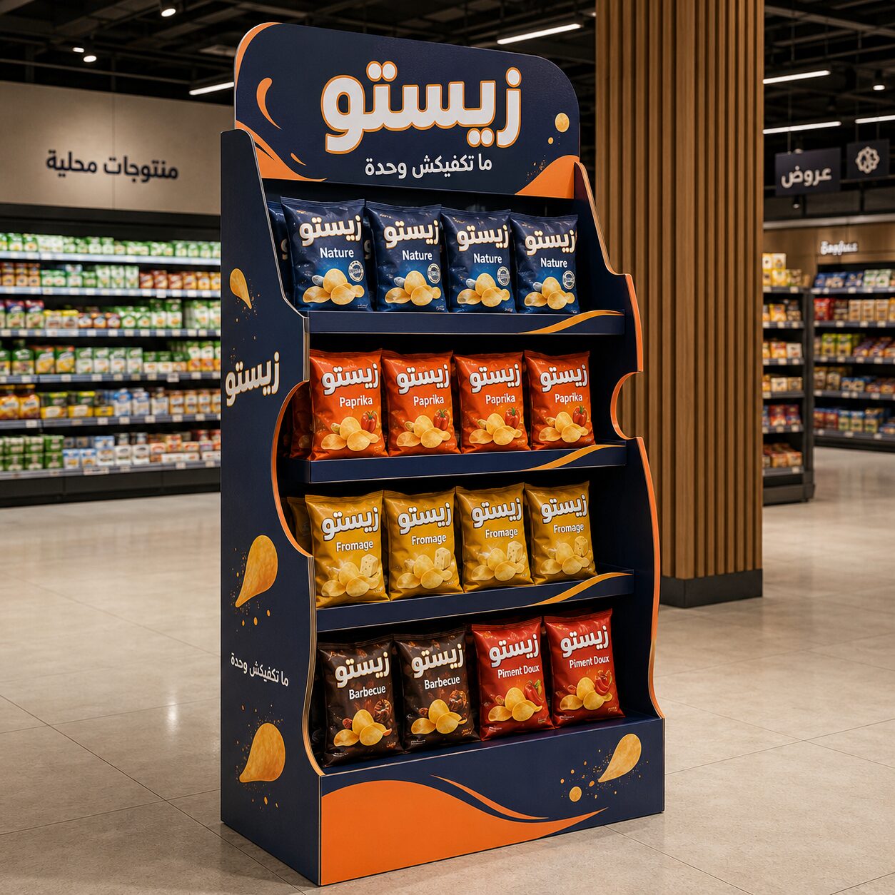 Présentoir PLV chips Zesto — Brand Up Algérie