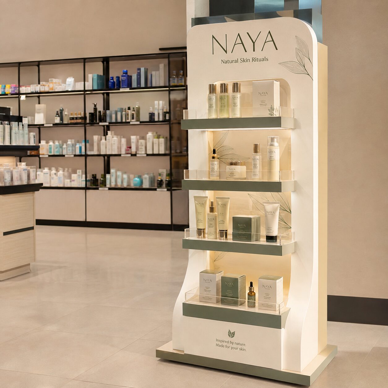 Tour PLV cosmétiques Naya — Brand Up Algérie