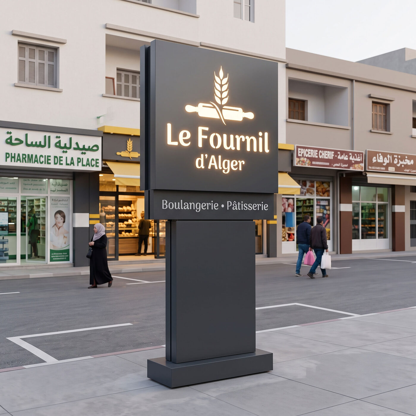 Totem publicitaire pour boulangerie-pâtisserie — Brand Up Algérie
