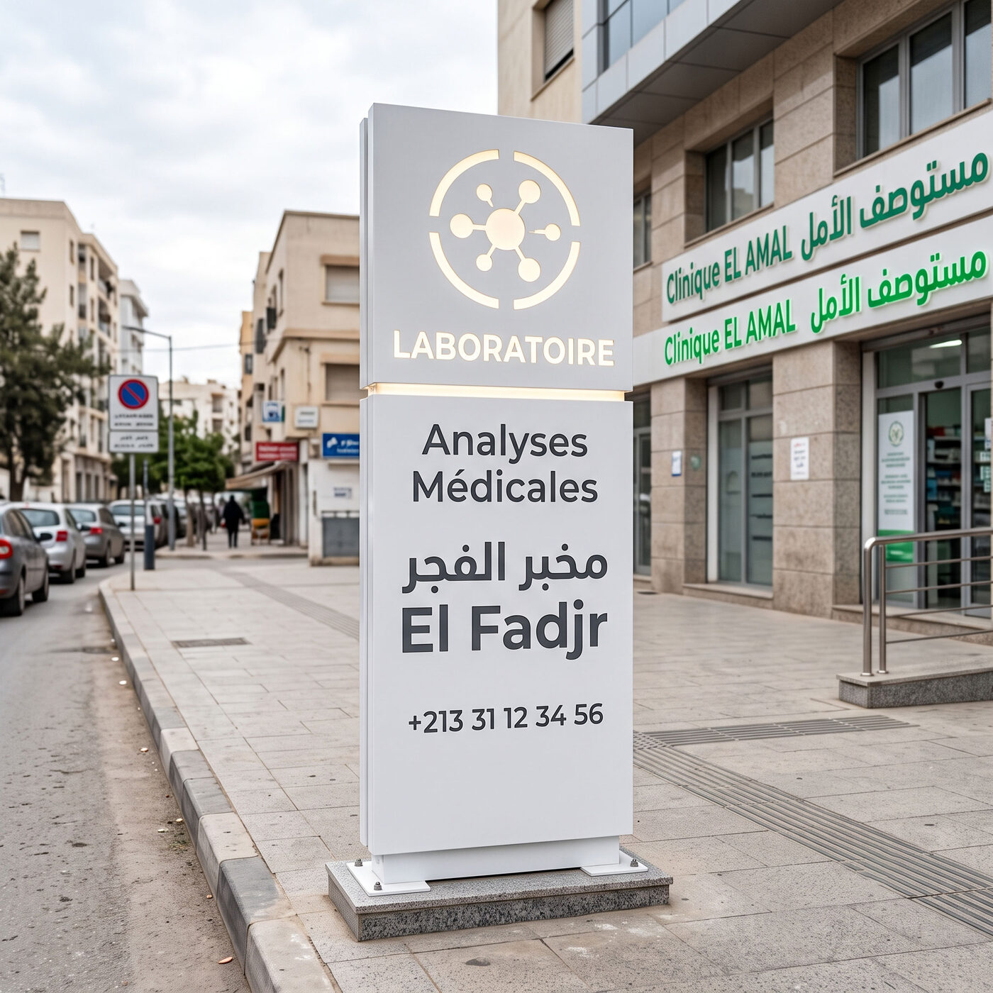 Totem publicitaire pour laboratoire d'analyses médicales — Brand Up Algérie