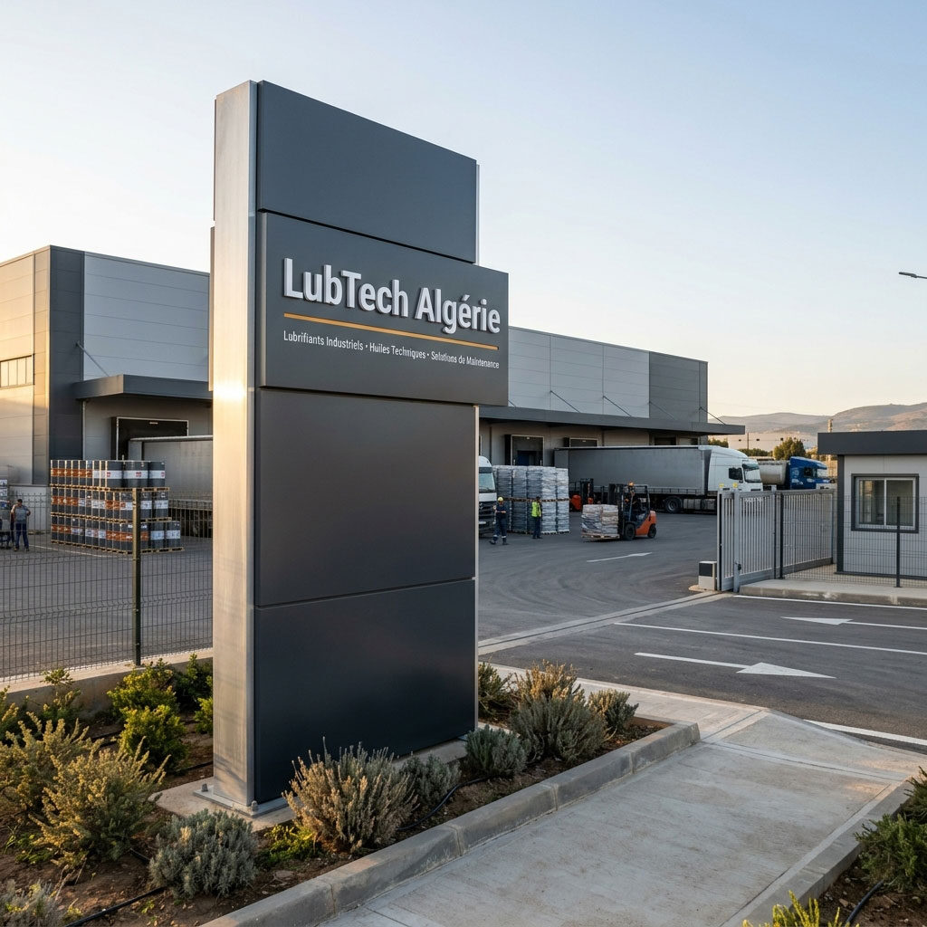 Totem publicitaire pour société de lubrifiants industriels — Brand Up Algérie